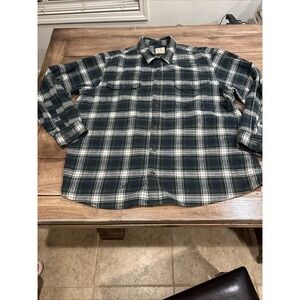 Redhead Big And Tall Flannel Shirt 3tg Blue /grn, Plaid, Long Sleeve, Button-Up